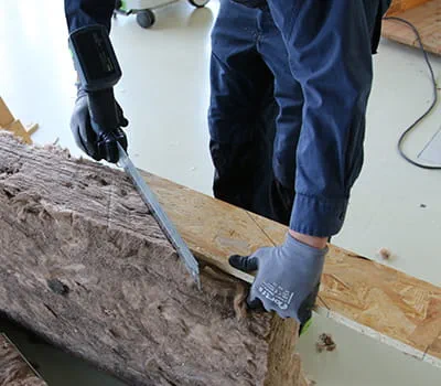 Mise en place pour la coupe en biais